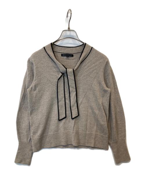 23区（ニジュウサンク）23区 (ニジュウサンク) ウーステッドウール ボウタイ ニット ベージュ サイズ:38の古着・服飾アイテム