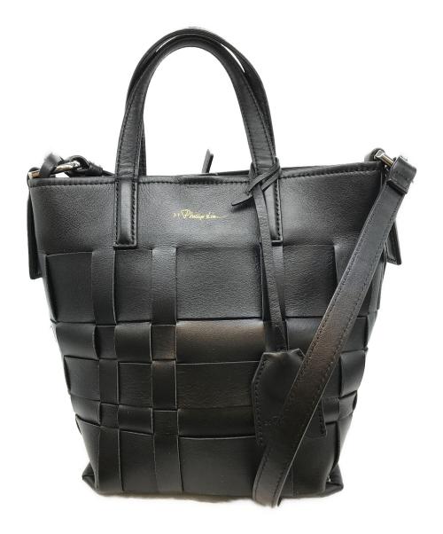 3.1 phillip lim（スリーワンフィリップリム）3.1 phillip lim (スリーワンフィリップリム) 編み込みレザー バケットバッグ ブラックの古着・服飾アイテム