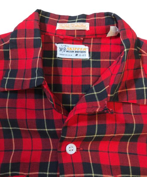 SKIPPER WILSON BROTHERS（スキッパーウィルソンブラザーズ）SKIPPER WILSON BROTHERS (スキッパーウィルソンブラザーズ) レーヨンオープンカラーシャツ レッド サイズ:Mの古着・服飾アイテム
