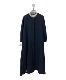 SHIPS any（シップスエニィ）の古着「ダブルクロスAラインシャツワンピース」｜ブラック