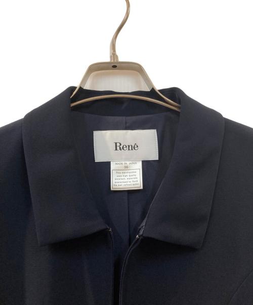 Rene（ルネ）Rene (ルネ) パール付フロントジップワンピース ネイビー サイズ:36の古着・服飾アイテム