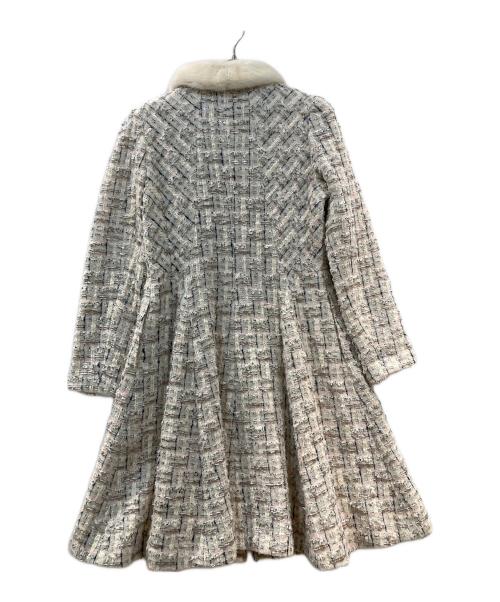 Rene（ルネ）Rene (ルネ) ツイードミンクファーウールワンピースコート ホワイト サイズ:36の古着・服飾アイテム