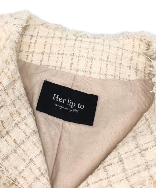 HER LIP TO（ハーリップトゥ）Her lip to (ハーリップトゥ) ツイードジャケット アイボリー サイズ:Mの古着・服飾アイテム