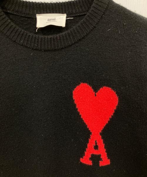 AMI Alexandre Mattiussi（アミアレクサンドルマテュッシ）AMI Alexandre Mattiussi (アミアレクサンドルマテュッシ) ビックハートロゴ オーバーサイズ ニット ブラック サイズ:Sの古着・服飾アイテム