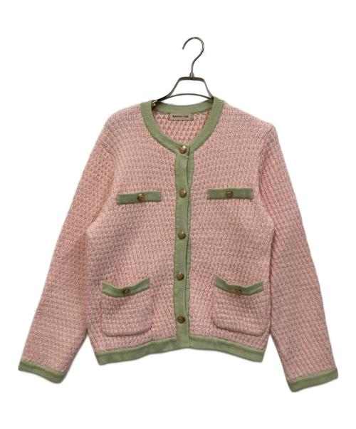 Apuweiser-riche（アプワイザーリッシェ）Apuweiser-riche (アプワイザーリッシェ) 配色ボタンニットジャケット ピンク サイズ:SIZE 2の古着・服飾アイテム