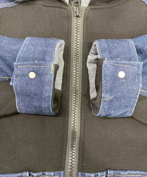 AULA AILA（アウラアイラ）AULA AILA (アウラアイラ) フーディーデニムコンビブルゾン ブラックの古着・服飾アイテム