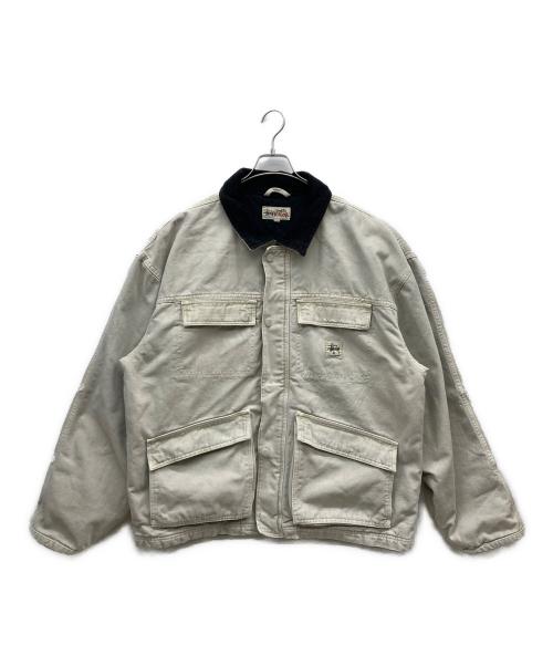 stussy（ステューシー）stussy (ステューシー) Washed Canvas Shop Jacket グレー サイズ:SIZE XXLの古着・服飾アイテム
