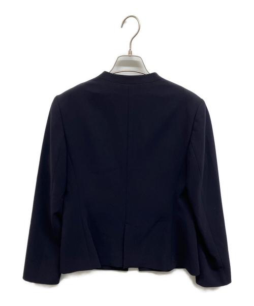 23区（ニジュウサンク）23区 (ニジュウサンク) トリアセダブルジョーゼットVカラージャケット ネイビー サイズ:38の古着・服飾アイテム