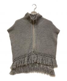 Ujoh（ウジョー）の古着「フリンジニットベスト」｜グレー