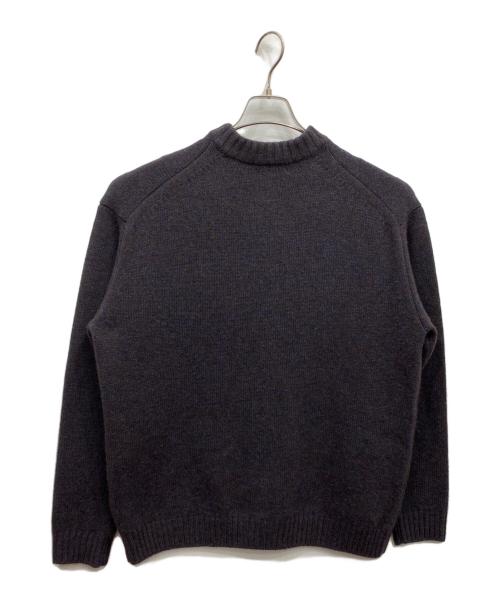 Phlannel（フランネル）Phlannel (フランネル) クルーネックカーディガン ブルー×ブラウン サイズ:3の古着・服飾アイテム