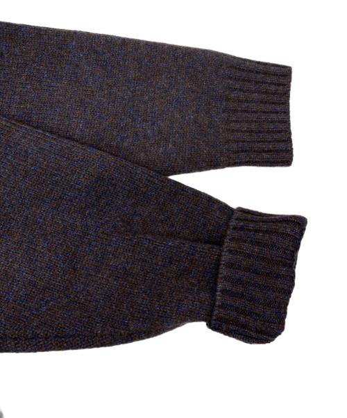 Phlannel（フランネル）Phlannel (フランネル) クルーネックカーディガン ブルー×ブラウン サイズ:3の古着・服飾アイテム