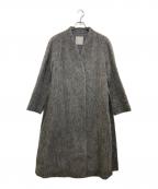 Leilianレリアン）の古着「アルパカ混カラーレスロングコート」｜グレー