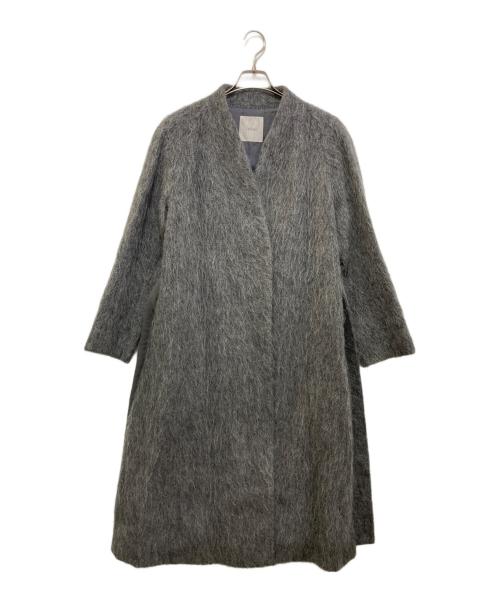 Leilian（レリアン）Leilian (レリアン) アルパカ混カラーレスロングコート グレー サイズ:11の古着・服飾アイテム