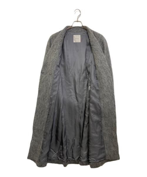 Leilian（レリアン）Leilian (レリアン) アルパカ混カラーレスロングコート グレー サイズ:11の古着・服飾アイテム