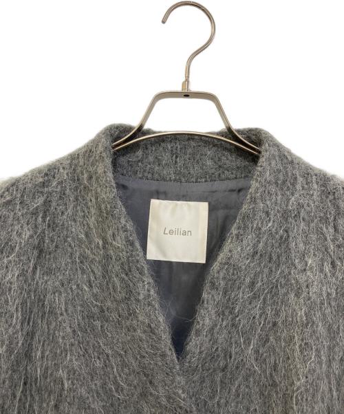 Leilian（レリアン）Leilian (レリアン) アルパカ混カラーレスロングコート グレー サイズ:11の古着・服飾アイテム