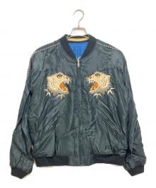 TAILOR TOYO（テーラー東洋）の古着「Late 1950s Style Acetate Souvenir Jacket “WHITE TIGER”×“GOLD DRAGON”」｜ブラック