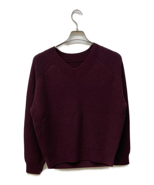 ABYTS（エーバイティーエス）ABYTS (エーバイティーエス) WOOL V-NECK KNIT ボルドーの古着・服飾アイテム