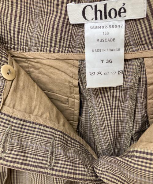 Chloe（クロエ）Chloe (クロエ) 白タグ チェックショートパンツ ブラウン サイズ:Sの古着・服飾アイテム