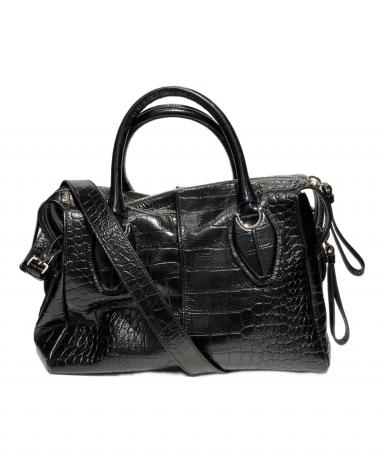 中古・古着通販】TOD'S (トッズ) クロコ型押し2WAYバッグ ブラック