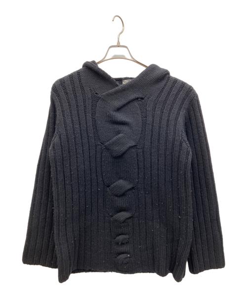 Jean Paul GAULTIER MAILLE HOMME（ジーンポール）Jean Paul GAULTIER MAILLE HOMME (ジーンポール) ニットパーカー ブラック サイズ:48の古着・服飾アイテム