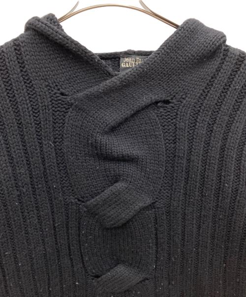 Jean Paul GAULTIER MAILLE HOMME（ジーンポール）Jean Paul GAULTIER MAILLE HOMME (ジーンポール) ニットパーカー ブラック サイズ:48の古着・服飾アイテム