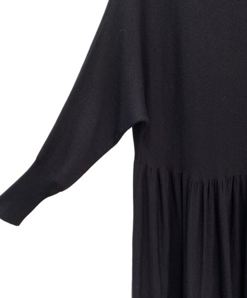 Curensology（カレンソロジー）Curensology (カレンソロジー) ウールハイネックギャザーワンピース ネイビー サイズ:Freeの古着・服飾アイテム