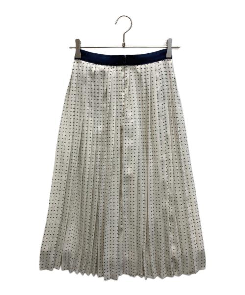 ANAYI（アナイ）ANAYI (アナイ) ピンドットプリントプリーツ スカート ホワイト サイズ:SIZE 34の古着・服飾アイテム