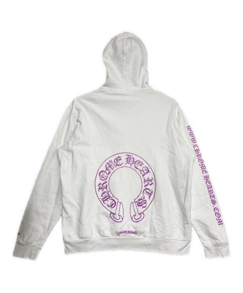 CHROME HEARTS（クロムハーツ）CHROME HEARTS (クロムハーツ) Purple Glitter Horseshoe Hoodie ホワイト サイズ:XLの古着・服飾アイテム