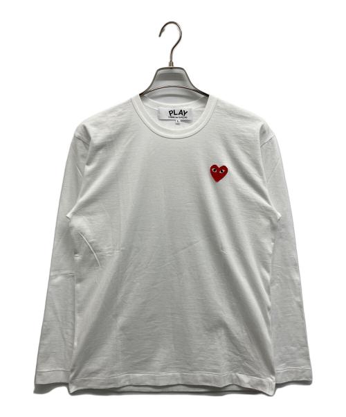 PLAY COMME des GARCONS（プレイコムデギャルソン）PLAY COMME des GARCONS (プレイコムデギャルソン) エンブレム ロングスリーブTシャツ ホワイト サイズ:L 未使用品の古着・服飾アイテム
