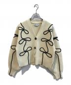 Adam et Ropeアダム エ ロペ）の古着「ラインニットカーディガン」｜ベージュ