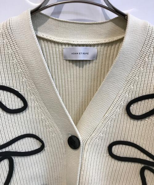 Adam et Rope（アダム エ ロペ）Adam et Rope (アダム エ ロペ) ラインニットカーディガン ベージュ サイズ:Freeの古着・服飾アイテム