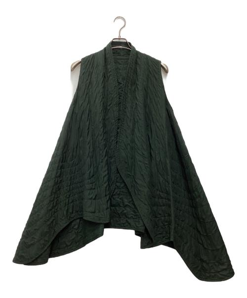 JURGEN LEHL（ヨーガンレール）JURGEN LEHL (ヨーガンレール) シルクコットンキルティングジレ ダークグリーン サイズ:SIZE Mの古着・服飾アイテム