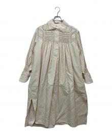 JIL SANDER（ジルサンダー）の古着「22AW ステッチギャザーリネンワンピース」｜アイボリー