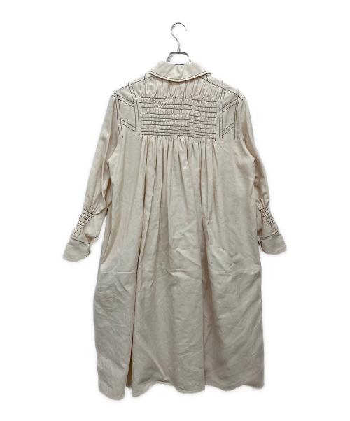 JIL SANDER（ジルサンダー）JIL SANDER (ジルサンダー) 22AW ステッチギャザーリネンワンピース アイボリー サイズ:SIZE 32の古着・服飾アイテム