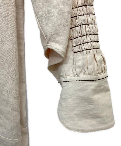 JIL SANDER（ジルサンダー）JIL SANDER (ジルサンダー) 22AW ステッチギャザーリネンワンピース アイボリー サイズ:SIZE 32の古着・服飾アイテム