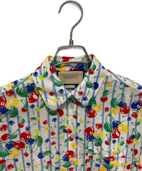 GUCCI（グッチ）GUCCI (グッチ) チェリーストライプシャツ マルチカラー サイズ:38の古着・服飾アイテム