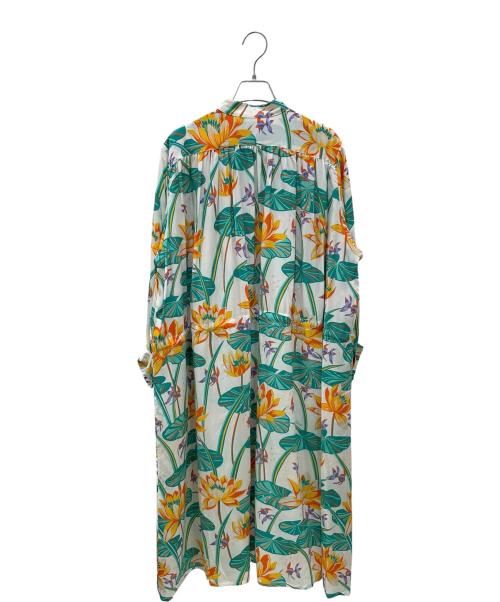 LOEWE（ロエベ）LOEWE (ロエベ) Paula's Ibiza プリントバンドカラーシャツワンピース ホワイト×グリーン サイズ:36の古着・服飾アイテム