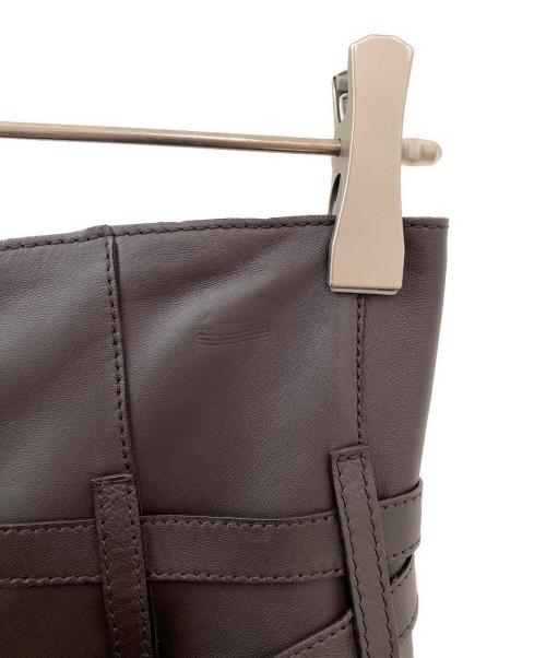 LOEWE（ロエベ）LOEWE (ロエベ) ベルテッドナッパレザーパンツ ブラウン×ブラック サイズ:38の古着・服飾アイテム