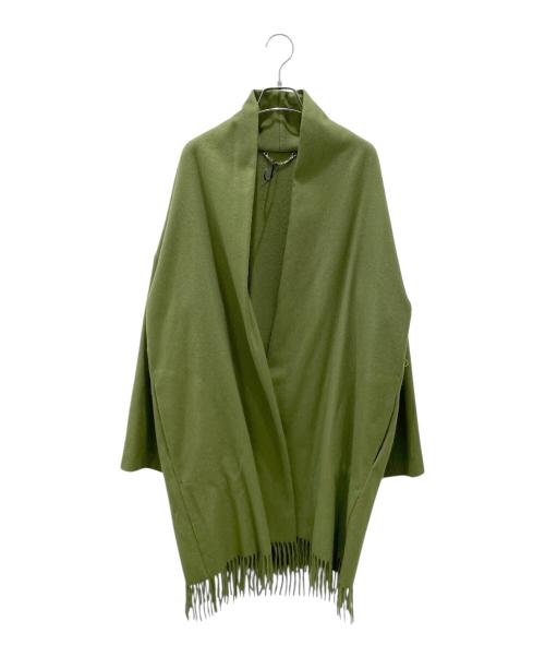 Salvatore Ferragamo（サルヴァトーレ フェラガモ）Salvatore Ferragamo (サルヴァトーレ フェラガモ) カシミヤフリンジコート グリーン サイズ:Sの古着・服飾アイテム