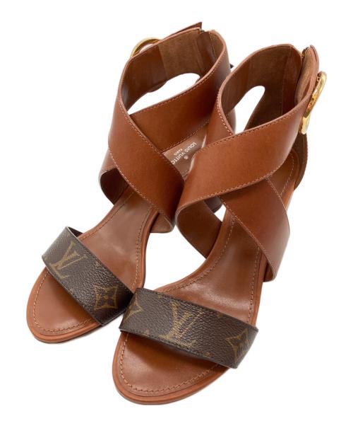 LOUIS VUITTON（ルイ ヴィトン）LOUIS VUITTON (ルイ ヴィトン) LVサークル モノグラム ヒールサンダル ブラウン サイズ:36 1/2の古着・服飾アイテム