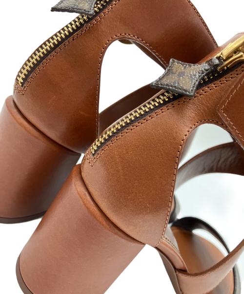 LOUIS VUITTON（ルイ ヴィトン）LOUIS VUITTON (ルイ ヴィトン) LVサークル モノグラム ヒールサンダル ブラウン サイズ:36 1/2の古着・服飾アイテム