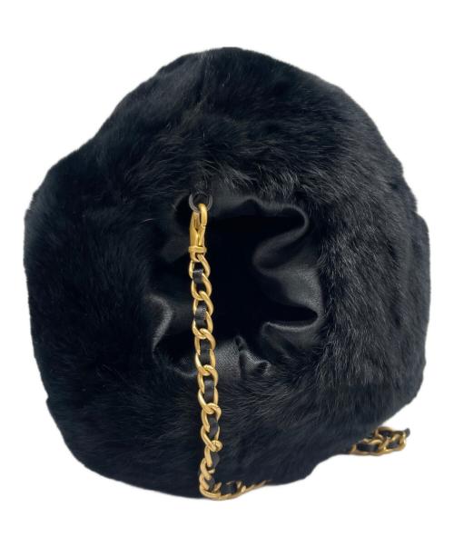 CHANEL（シャネル）CHANEL (シャネル) ラパン ファーチェーンショルダーバッグ ブラックの古着・服飾アイテム
