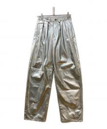 Mediam（ミディアム）の古着「Fake leather pants」｜シルバー