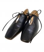 FABIO RUSCONIファビオルスコーニ）の古着「レースアップフラットシューズ」｜ブラック