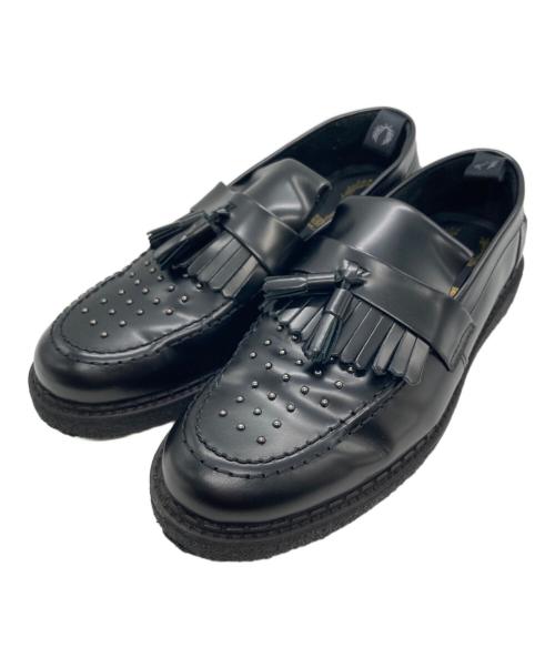 FRED PERRY（フレッドペリー）FRED PERRY (フレッドペリー) GEORGE COX (ジョージコックス) FP X GC TSL LOAFR STUD/TXT LEATHER スタッズタッセルローファー ブラック サイズ:24-25cmの古着・服飾アイテム