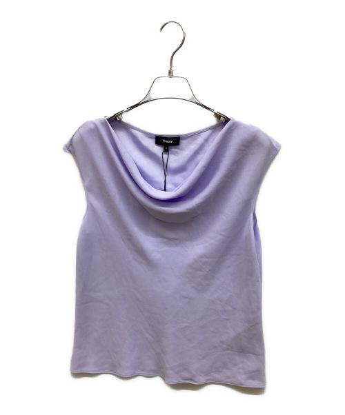 theory（セオリー）theory (セオリー) POWDER CREPE SS COWL TOP　ノースリーブブラウス パープル サイズ:Ｓ 未使用品の古着・服飾アイテム