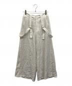 Nobleノーブル）の古着「ファジーリネンロングサスペンダー2wayパンツ」｜ホワイト