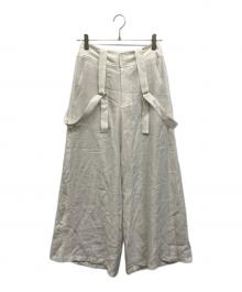 Noble（ノーブル）の古着「ファジーリネンロングサスペンダー2wayパンツ」｜ホワイト