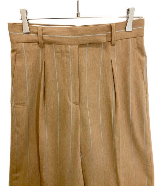 ebure（エブール）ebure (エブール) 38106000408　ブライトビスストライプタックワイドパンツ ブラウン サイズ:38の古着・服飾アイテム
