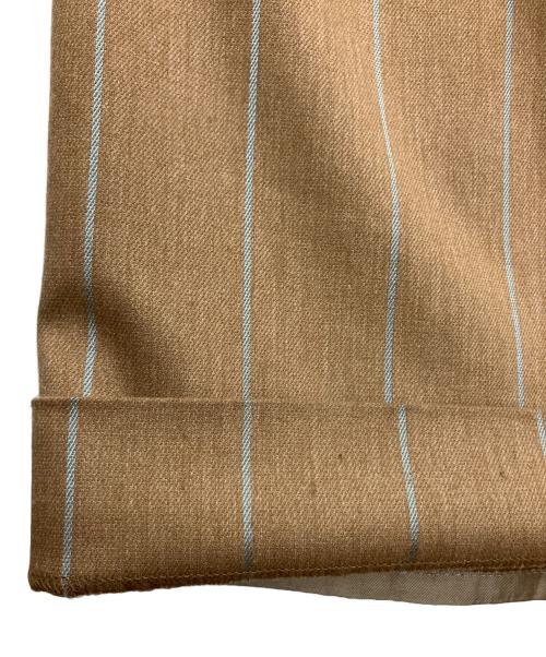 ebure（エブール）ebure (エブール) 38106000408　ブライトビスストライプタックワイドパンツ ブラウン サイズ:38の古着・服飾アイテム